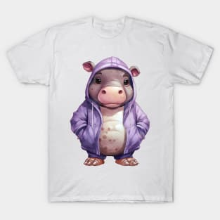 Hippopotamus Wearing Hoodie T-Shirt